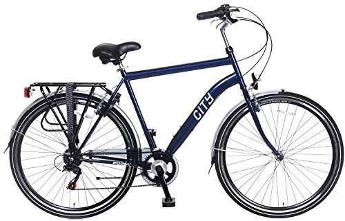 Comfort Bike : POPAL City 6 Speed 28 Inch 49 cm Men 6SP Rim Brakes Blue