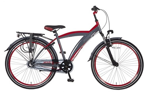 Comfort Bike : POPAL Kicks 26 Inch 43 cm Boys 3SP Coaster Brake Red / Grey