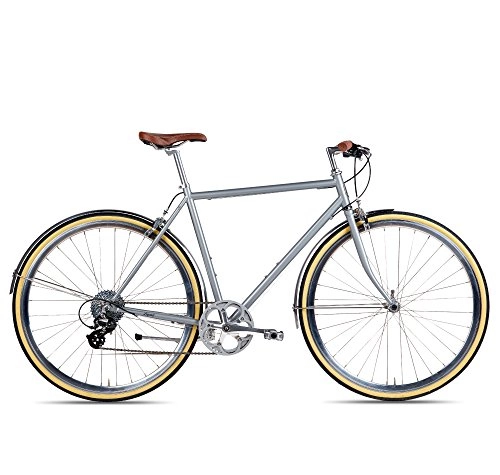 Comfort Bike : Populo Bikes Legend 8-Speed Classic All City Bike Steel Urban City Commuter Bicycle, Silver, 54cm / Medium