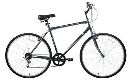 Comfort Bike : Professional Premium Mens 700c Wheel Hybrid City Trekking Town Commuter Bike 6 Speed Grey 18" Frame