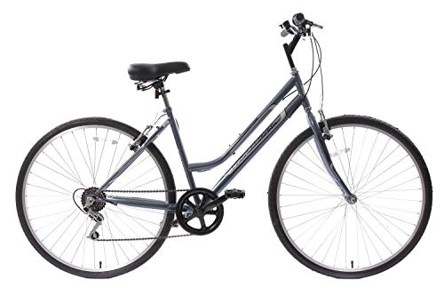 Comfort Bike : Professional Premium Womens Ladies 700c Wheel Hybrid City Commuter Town Bike 6 Speed Grey 16" Frame