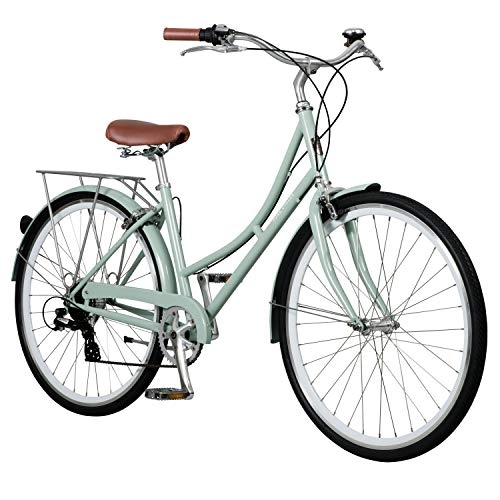 Comfort Bike : Pure Cycles Unisex's Classic Step-Through City Bicycle, Crosby Sea Foam Green / White, 8-Speed-45cm / Medium