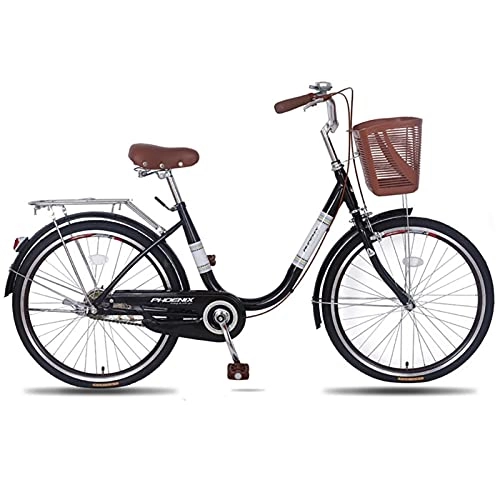 Comfort Bike : QIU Ladies 20“ / ”24" Wheel 19" Frame Traditional Bike Bicycle Blue (Color : Black, Size : 24")