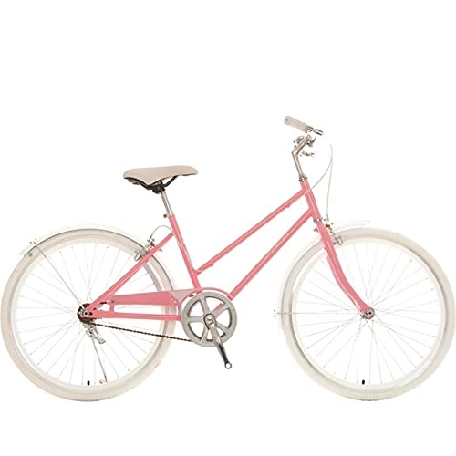 Comfort Bike : QIU Ladies 24" Wheel 7 Speed 16"£ Frame Traditional Bike Bicycle White (Color : Pink, Size : 24")