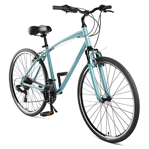Comfort Bike : Retrospec Unisex's Barron Comfort Hybrid Bike 21-Speed with Wide, Multi-Surface Tires 16" Small, Blue Fog