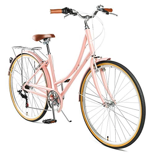 Comfort Bike : Retrospec Women's Beaumont-7 Seven Speed Lady's Urban City Commuter Bike Blush Pink, 38 cm / S