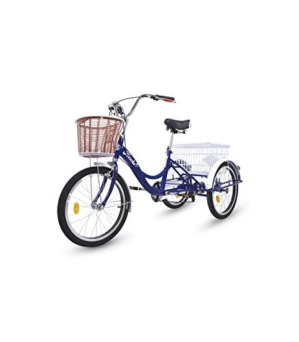 Comfort Bike : Riscko Tricycle for Adults with Two baskets (Navy Blue)