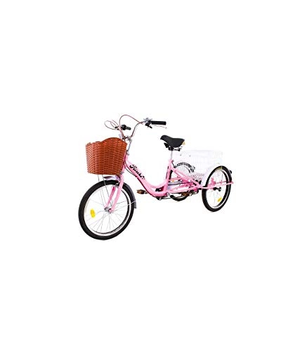 Comfort Bike : Riscko Tricycle for Adults with Two baskets (Pink)