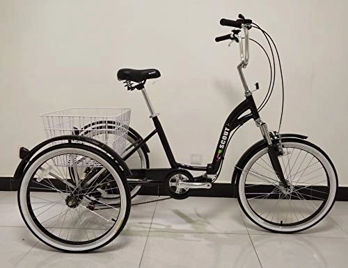 Comfort Bike : SCOUT Adults tricycle, alloy frame, folding, 6 gears, front suspension (Black)