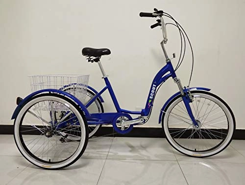 Comfort Bike : Scout Adults tricycle, alloy frame, folding, 6 gears, front suspension (Blue)