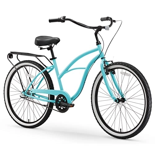 Comfort Bike : sixthreezero Around The Block Women's 3-Speed Beach Cruiser Bicycle, 26" Wheels, Teal Blue with Black Seat and Grips