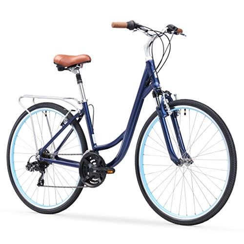 Comfort Bike : sixthreezero Body Ease Women's 21-Speed Comfort Bike, 26" Wheels / 17" Frame, Navy Blue, 17" / One Size