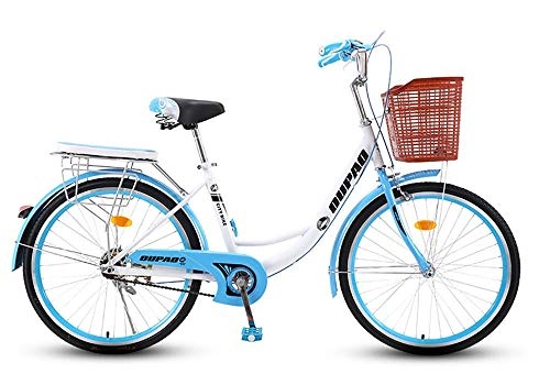 Comfort Bike : TaoRan Women's Bicycle, Aluminum City Bike, Dutch Style Retro Bike With Basket Suitable For Male And Female Students-(Blue)_20 inches