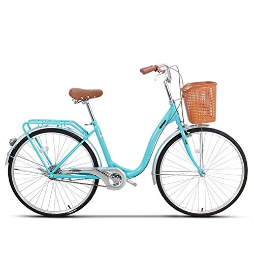 Comfort Bike : Ti-Fa Beach Cruiser Bike Aluminum City Bike, Dutch Style Retro Bike With Basket Suitable For Male And Female Students, 20 inch