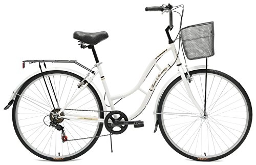 Comfort Bike : Tiger Town and Country Traditional Ladies Heritage Bike 700c 6 Speed White / Gold