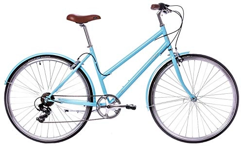 Comfort Bike : Tretwerk Retro Classic 28 Inch 55 cm Woman 7SP Rim Brakes Light blue