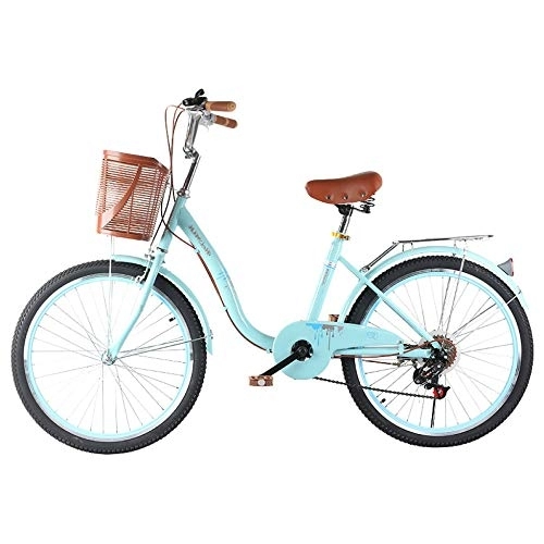 Comfort Bike : TRGCJGH Bicycle Adult Ladies Speed Ordinary Retro Lightweight Bicycle 6 Speed 20 Inches, 22 Inches, 24 Inches, B-20inches