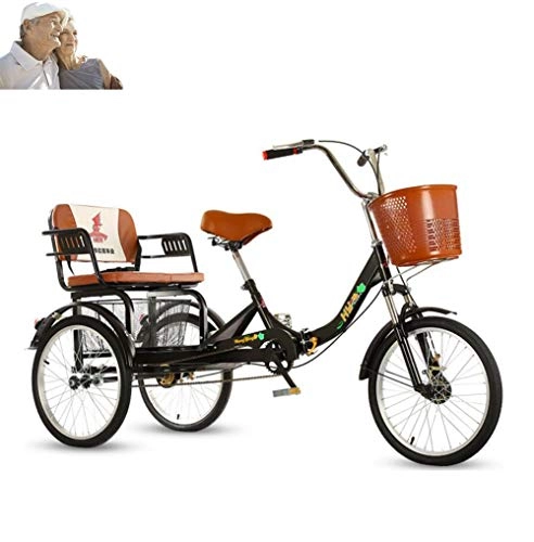 Comfort Bike : Tricycle adult 20inch elderly 3 wheel bicycle for parents and children comfortable folding tricycle with rear seat and shopping basket load 200kg