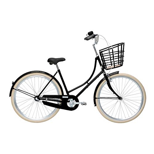 Comfort Bike : Velorbis Comfort Bike for Women Urban Chic 3 Speed, 20" Bicycle with Large Basket and Puncture Protected Tires (Jet Black, 50 cm / 3 Speed)