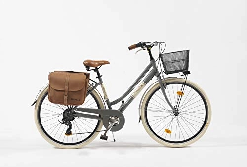 Comfort Bike : Venice I Love Italy - 6 Speed - City Bicycle 28 Inch wheels - Aluminium Lady Frame - Bespoke Grey "Grigio Gallante" - 100% Hand Made in Italy