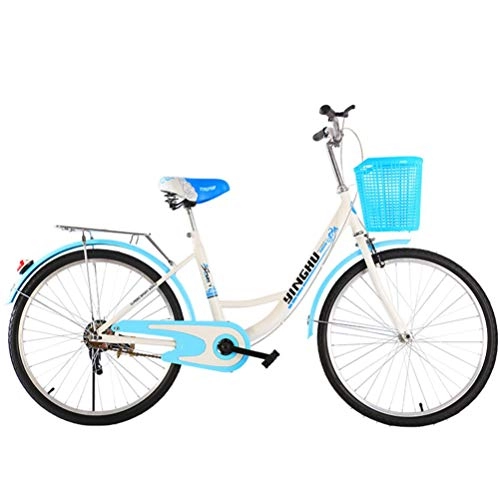 Comfort Bike : VEVC 20 / 24 / 26Inch Adult Women's Bicycle, High Hardness Carbon Steel Outdoor Urban Road Bikes Outdoor Male / Female Student Single Speed Bike, Blue, 26 inch
