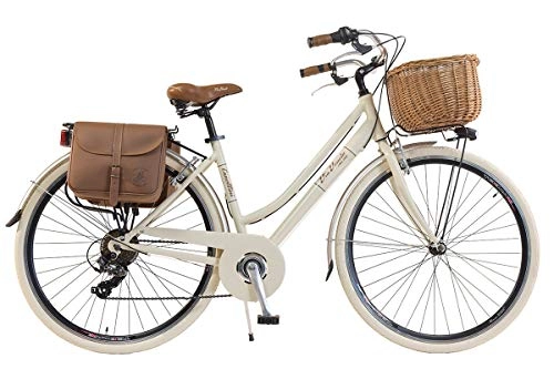 Comfort Bike : Via Veneto by Canellini Bike City Bike CTB Citybike Vintage Bycicle Aluminium Retro Woman Lady with Basket bags and bell ring via veneto (46, Beige)