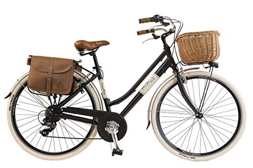 Comfort Bike : Via Veneto by Canellini Bike City Bike CTB Citybike Vintage Bycicle Aluminium Retro Woman Lady with Basket bags and bell ring via veneto (46, Black)