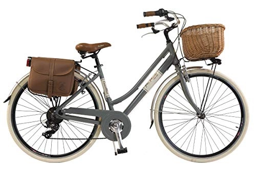 Comfort Bike : Via Veneto by Canellini Bike City Bike CTB Citybike Vintage Bycicle Aluminium Retro Woman Lady with Basket bags and bell ring via veneto (46, Grey)
