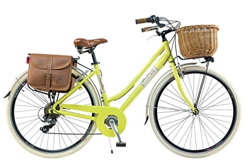 Comfort Bike : Via Veneto by Canellini Bike City Bike CTB Citybike Vintage Bycicle Aluminium Retro Woman Lady with Basket bags and bell ring via veneto (46, Yellow)