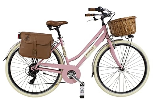 Comfort Bike : Via Veneto by Canellini Bike City Bike CTB Citybike Vintage Bycicle Aluminium Retro Woman Lady with Basket bags and bell ring via veneto (50, Pink)