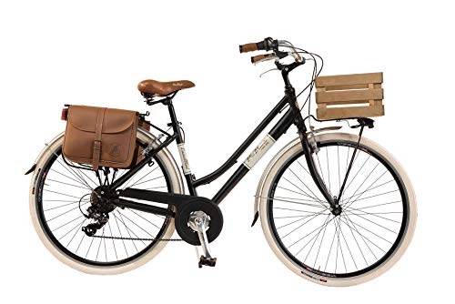 Comfort Bike : Via Veneto by Canellini Bike City Bike CTB Citybike Vintage Bycicle Aluminium Retro Woman Lady with wooden box bags and bell ring via veneto (46, Black)