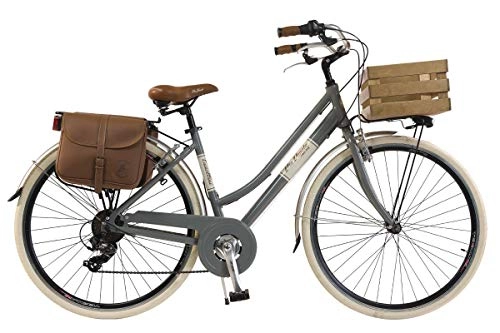 Comfort Bike : Via Veneto by Canellini Bike City Bike CTB Citybike Vintage Bycicle Aluminium Retro Woman Lady with wooden box bags and bell ring via veneto (46, Grey)