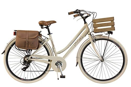 Comfort Bike : Via Veneto by Canellini Bike City Bike CTB Citybike Vintage Bycicle Aluminium Retro Woman Lady with wooden box bags and bell ring via veneto (50, Beige)