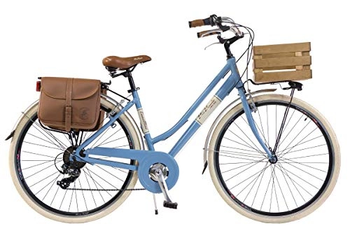 Comfort Bike : Via Veneto by Canellini Bike City Bike CTB Citybike Vintage Bycicle Aluminium Retro Woman Lady with wooden box bags and bell ring via veneto (50, Blau)
