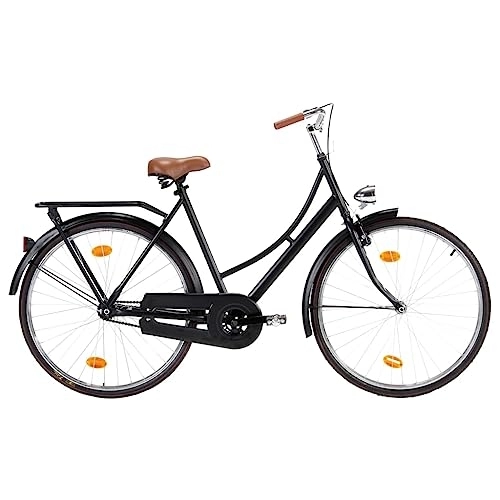 Comfort Bike : vidaXL Holland Dutch Bike | Female City Cruiser | Single-Speed, 28-inch Wheels, 57cm Frame | Low-Entry and Comfortable Upright Seat | Matt Black