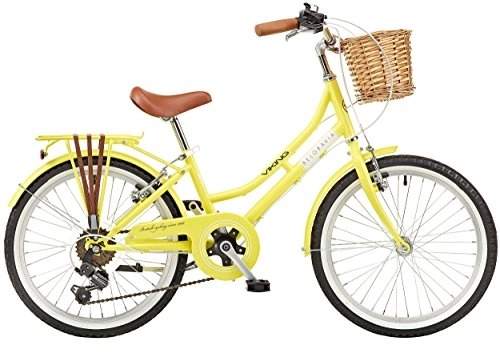 Comfort Bike : Viking Belgravia Girls Traditional Heritage 20" Wheel 6 Speed Bike Lemon