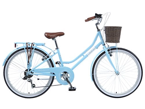 Comfort Bike : Viking Belgravia Girls Traditional Heritage 24" Wheel 6 Speed Bike Blue