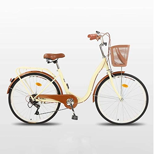 Comfort Bike : WOF Ladies 26" Wheel 6 Speed 19" Frame Traditional Bike Bicycle Ultra Light Portable Comfort Simple Adult Bicycle