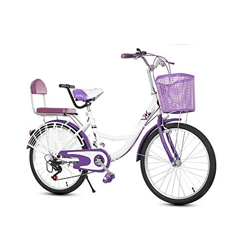 Comfort Bike : WOF Women's bicycle-Urban Bike 6 Speed, Vintage bike, Classic bicycle, Retro bicycle, Ultra Light Portable Student Male Bicycle Comfort Simple Adult Bicycle (Color : Purple)