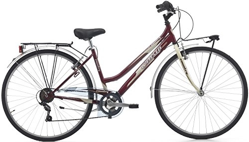 Comfort Bike : Woman Bike Cicli Cinzi Country 28 Inch Shimano 6 Gears Amaranth Cream