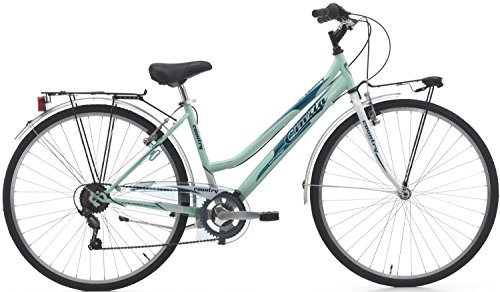 Comfort Bike : Woman Bike Cicli Cinzi Country 28 Inch Shimano 6 Gears Green White