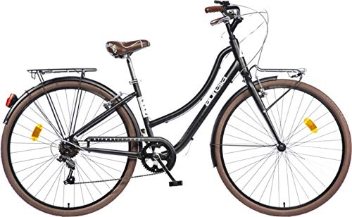 Comfort Bike : Women Bike Aurelia Sport Lady 28 Inch Alloy V-brake 6 Speed Carrier Black Brown