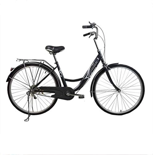 Comfort Bike : Women's Bike Commute Lady Bike City Light Bike 26 Inch Princess High Carbon Steel Bright Black Back Seat BXM bike (Color : Black, Size : 26inch)
