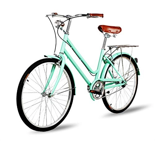 Comfort Bike : Women's City Bike 26 Inch Retro Commuter Bike 7 Speed Hybrid Road Urban Bike with Bike Light