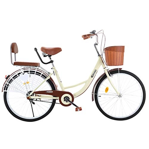 Comfort Bike : Women's City Bike for Male And Female, Lightweight 26 Inch Wheel City Leisure Bicycle with Basket Urban Commuter Bike, Spoke Wheel High Carbon Steel Frame for Adult Student
