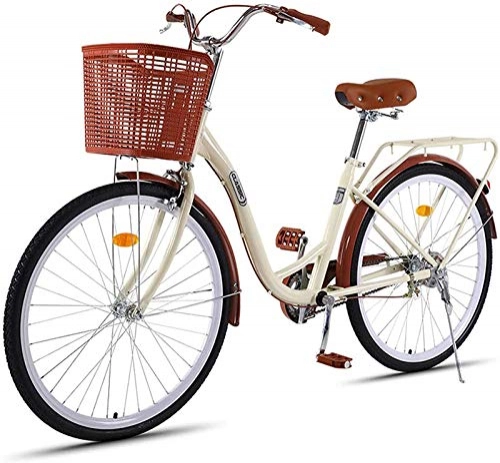 Comfort Bike : Women's Retro Bicycle, Commuter Bike 26 Inch Lady's Step Through Urban Bike 7 Speed, With Basket Women City Bicycle