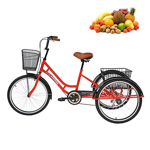 Comfort Bike : WYFCAugust Adult Tricycle Single Speed 7 Speed Wheel Size Cruise Bike 24 inch Adjustable Trike with Bell Cruiser Bicycles Large Size Basket for Recreation Shopping Exercise