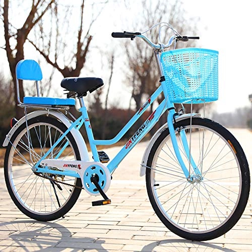 Comfort Bike : XUELIAIKEE Classic Urban City Bike Bicycle, Lightweight Commuter City Bike Single Speed Road Bicycle Ladies Shopper City Bicycle FOR MEN Women-蓝色-b 24 Inch