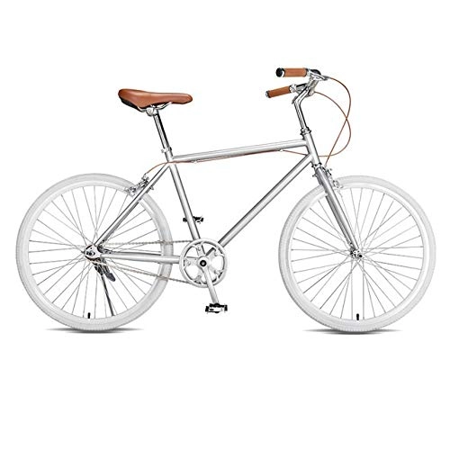 Comfort Bike : XXY Women Commuter Bike 24inches Bike Bicycle Single Speed Vintage Bike Cruiser Frame for Outdoor Travel (Color : Sliver, Size : 46cm(165cm 170cm))