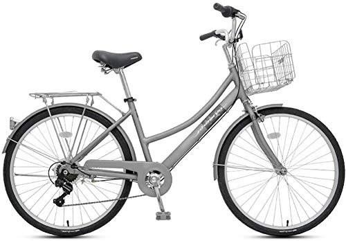 Comfort Bike : XYLUCKY Bicycle Adult Ladies Speed Ordinary Retro Lightweight Bicycle, 7 Speed 26 Inches Beach Cruiser Bicycle for Men and Women's, Gray